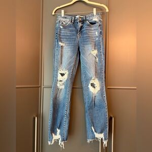 Distressed Blue Jeans